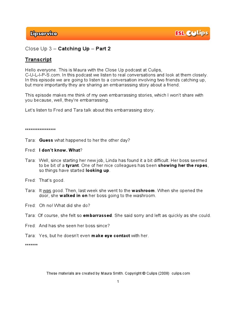 Close Up 3 - Catching Up - Part 2 Transcript | PDF | Cognitive Science ...