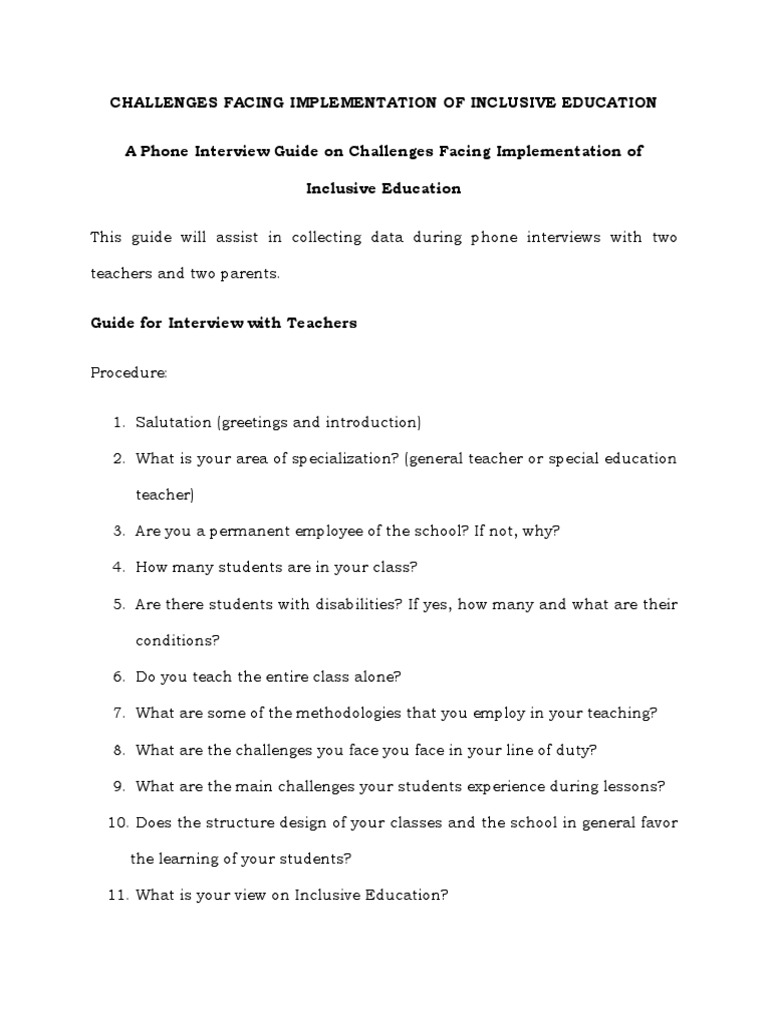 Inclusive Education Implementation Challenges | PDF | Inclusion ...