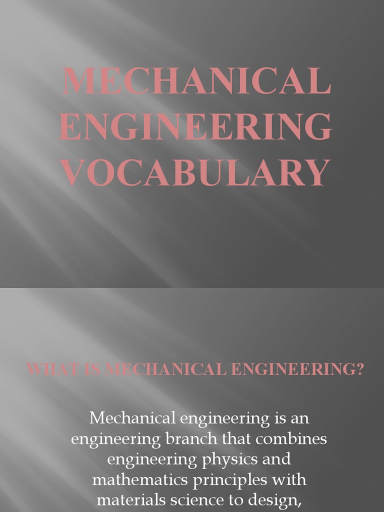 Session 2 (Mechanical Engineering Vocabulary) PDF