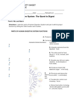 Digestive System-The Quest To Digest: Learning Activity Sheet Grade 8 - SCIENCE