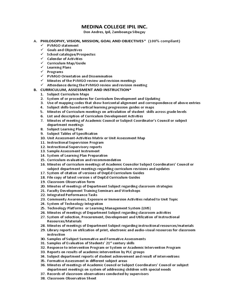 Example of Compliance Evidence | PDF | Curriculum | Libraries