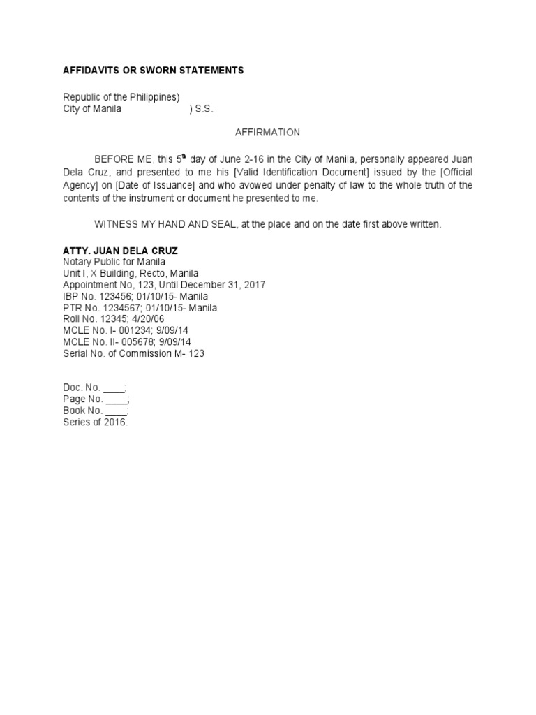 Form No. 5 Affirmation or Oath | PDF