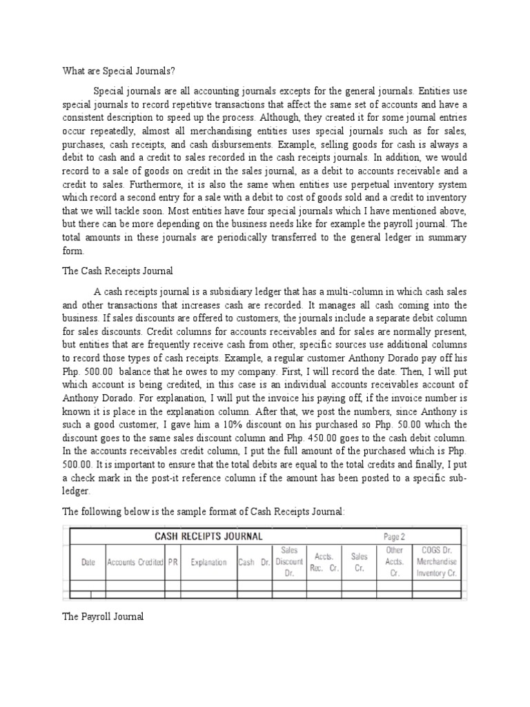 Overview of Special Journals in Accounting | PDF | Debits And Credits ...
