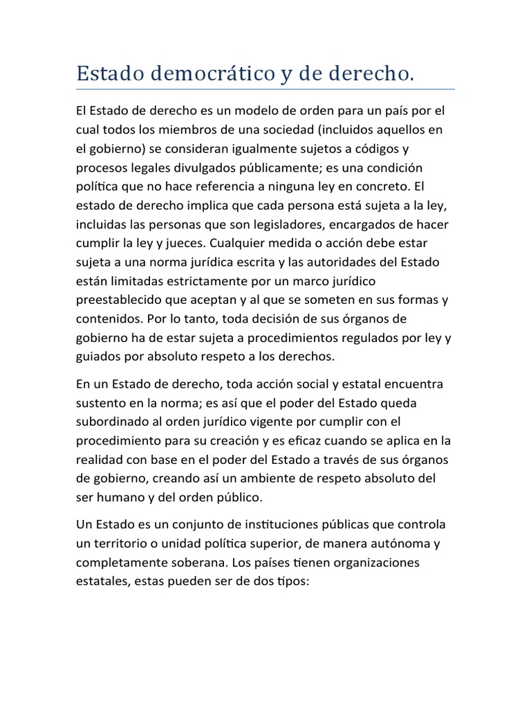Estado Democrático y de Derecho | PDF | Democracia | Ideologías políticas