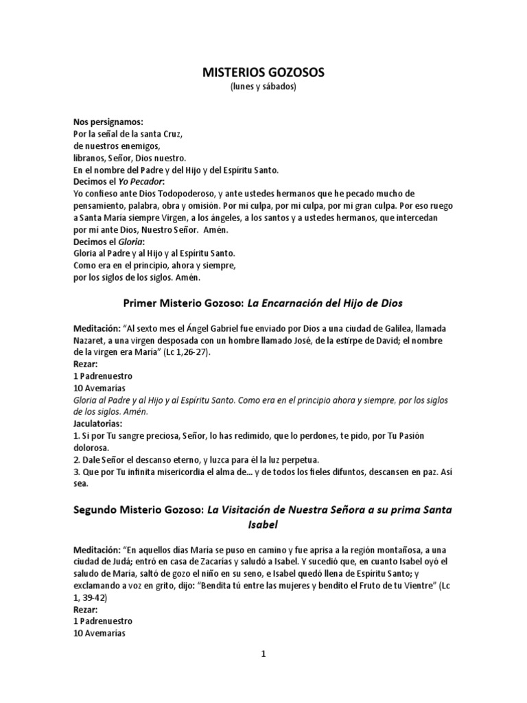 Misterios Gozosos | PDF | María, madre de Jesús | orador del Señor