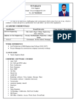 Yuvaraj B: Qualification Board/University Year of Pass Percentage