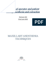 Position of Operator and Patient During Anesthesia and Extraction