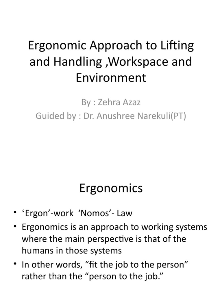 Ergonomics of Lifting and Handling | PDF | Human Factors And Ergonomics ...