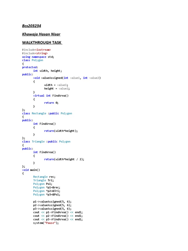 Walkthrough Task: Bcs203234 Khawaja Hasan Nisar | PDF | Computer ...