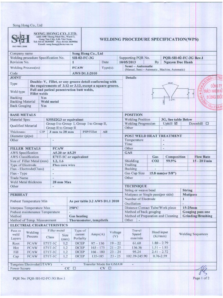3G SMAW Welding Procedure Specification | PDF | Welding | Construction