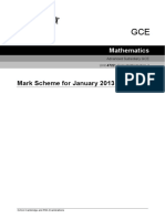 Mark Scheme For January 2013: Mathematics