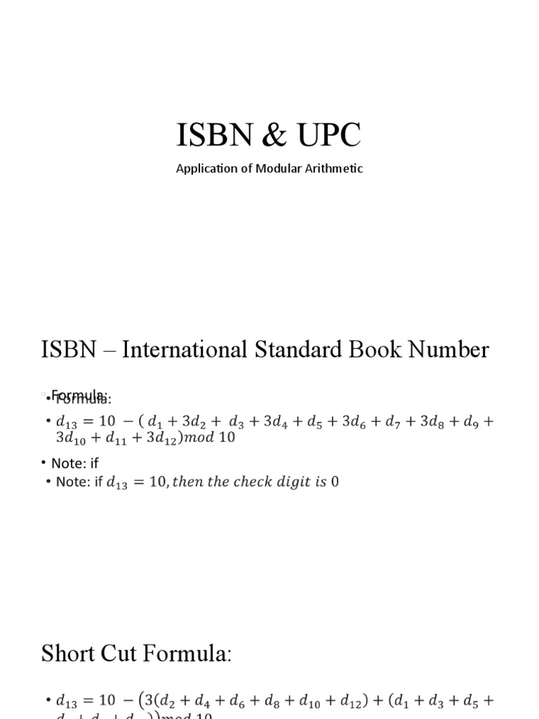ISBN and UPC Check Digit Calculations | PDF