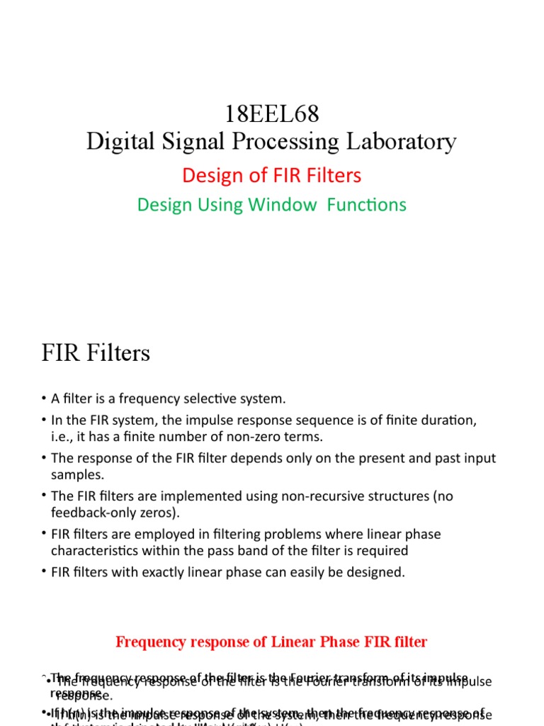 FIR Filter Design for Engineers | PDF | Signal Processing ...