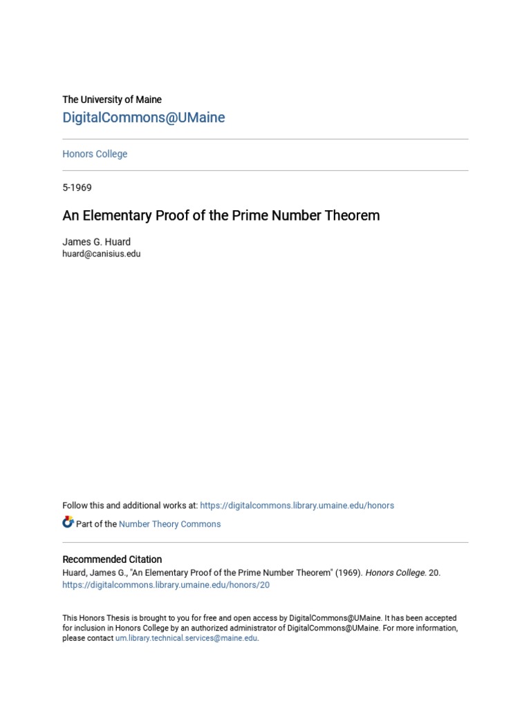 Elementary Proof of Prime Number Theorem | PDF | Prime Number ...