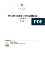 Assessment Worksheet Week 2 Only Quarter 4