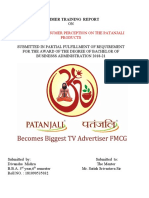 A Study of Consumer Perception On The Patanjali Products: Summer Training Report