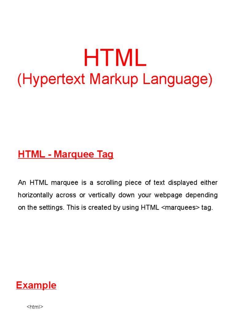 Understanding HTML Marquee Tag | PDF | Html Element | Html