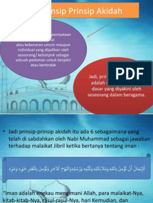 Prinsip akidah yang dibawa oleh rasulullah saw adalah