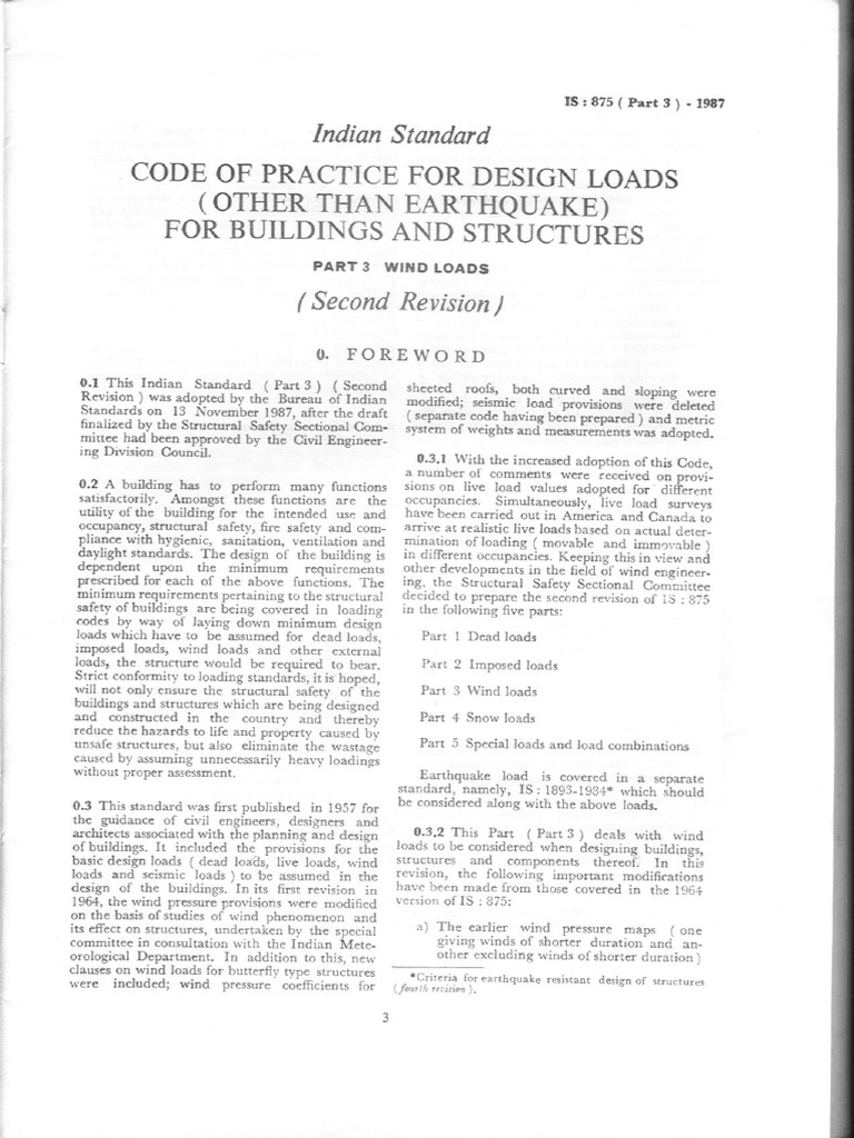 Is 875 1987 Part 3 Design Loads Other Than Earthquake For Structures | PDF