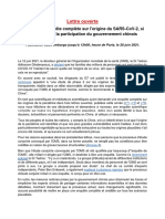 4e Lettre Ouverte de Scientifiques À Propos de L'origine Du Virus Du Covid