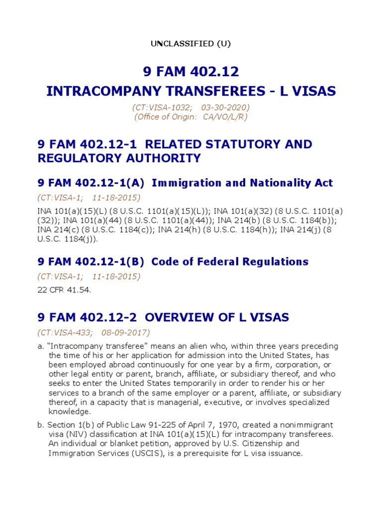 9 FAM 402.12 Transferees L Visas 9 Fam 402.121 Related