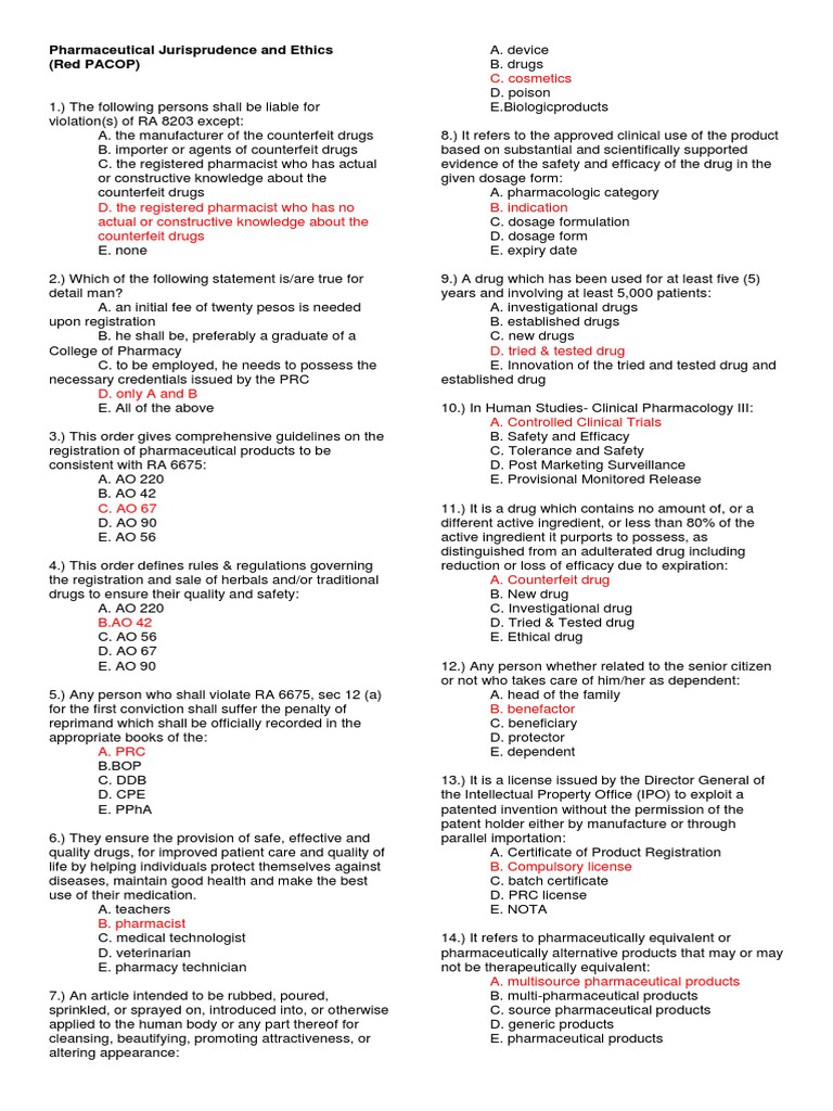 Pharmacy Jurisprudence Exam Guide | PDF | Pharmacy | Generic Drug
