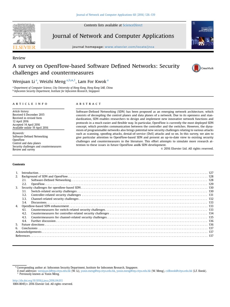 OpenFlow SDN Security Challenges | PDF | Computer Network | Denial Of ...
