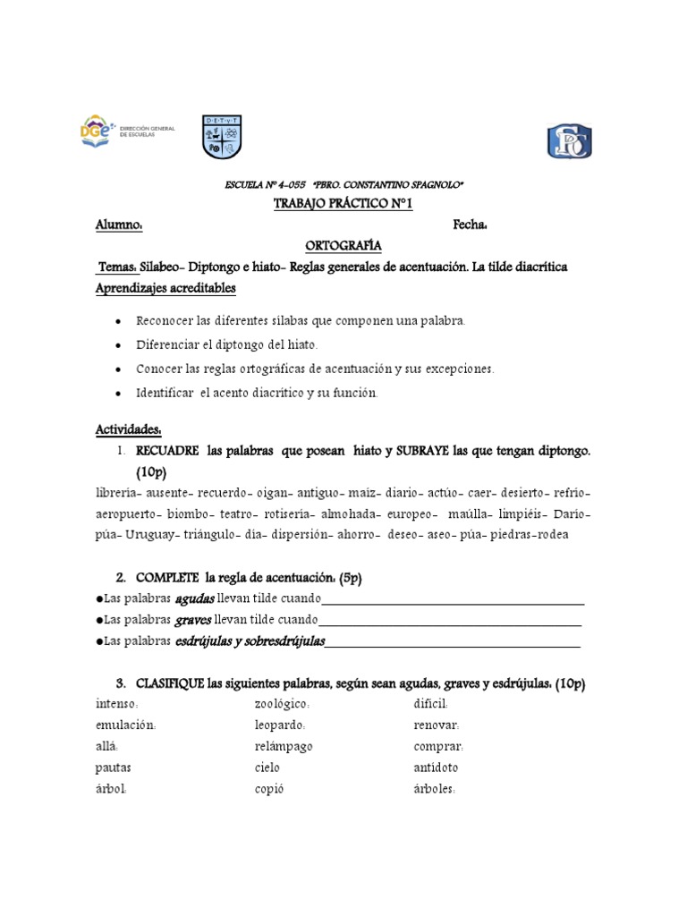 Reglas de Acentuación y Diptongos | PDF | Voz humana | Fonética
