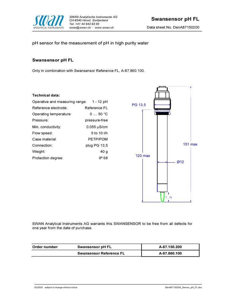 PH Sensor For The Measurement of PH in High Purity Water | PDF