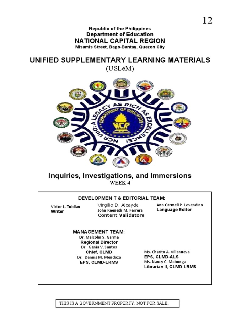 Unified Supplementary Learning Materials (Uslem Download Free PDF