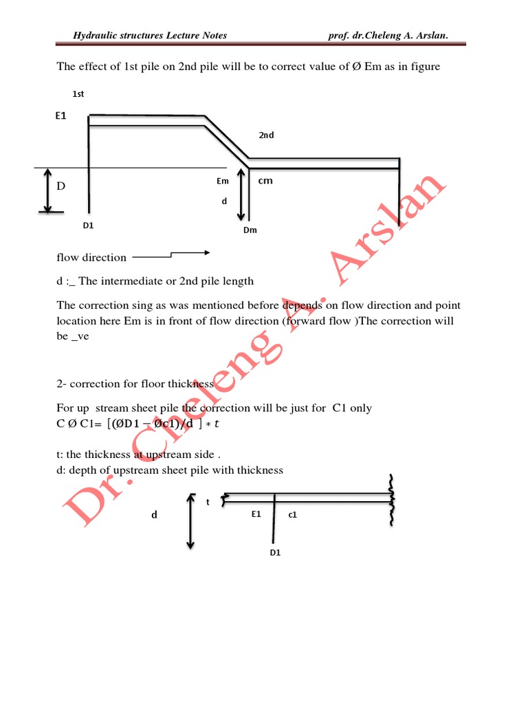 Hydraulic Structures Lecture Notes Prof. DR Cheleng A. Arslan PDF
