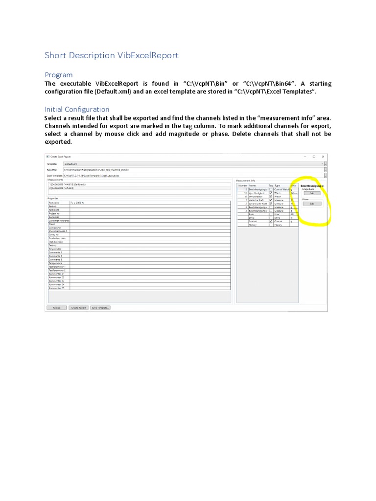 Short Description VibExcelReport | PDF | Microsoft Excel | Computer Data