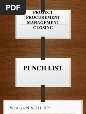 Project Procurement Management Closing Punch List