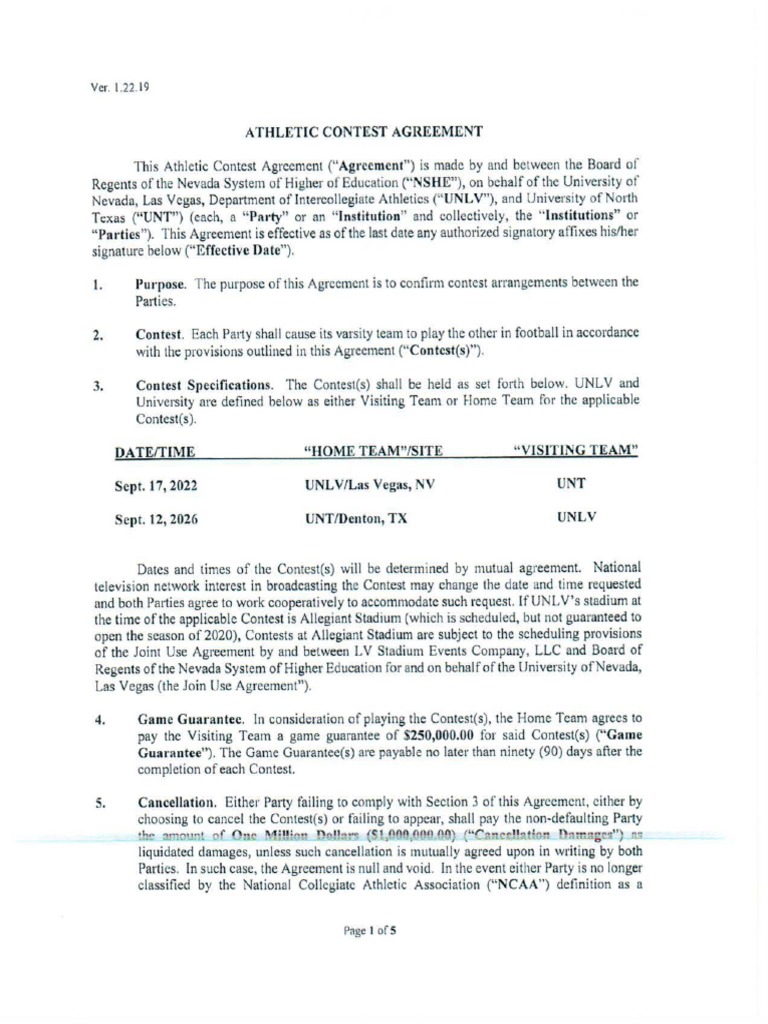 College Football Game Contract | PDF | Legal Concepts | Business Law