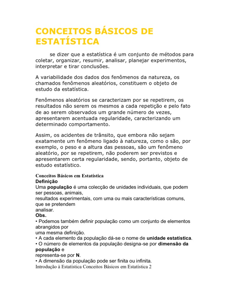 Conceitos Básicos de Estatística | PDF | Amostragem (Estatística ...
