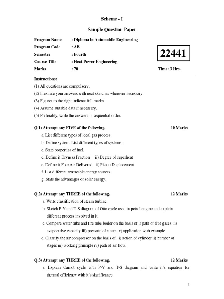 Heat Power Engineering Sample Papers | PDF | Steam | Heat
