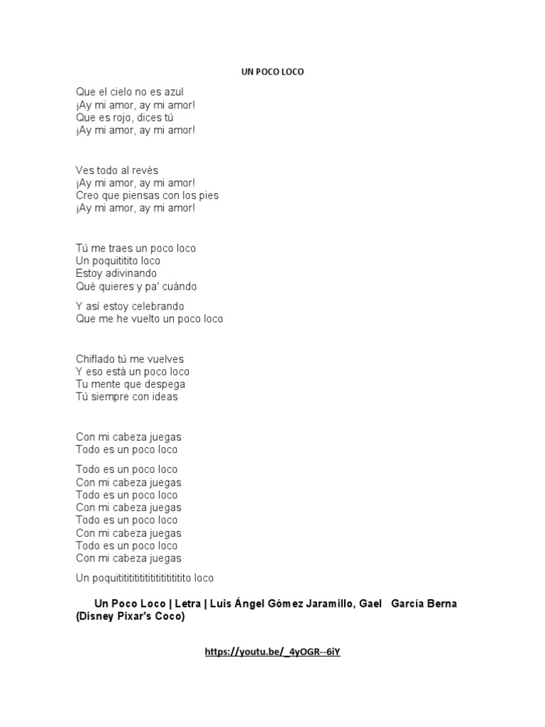 Un Poco Loco Spanish Lyrics Translation English