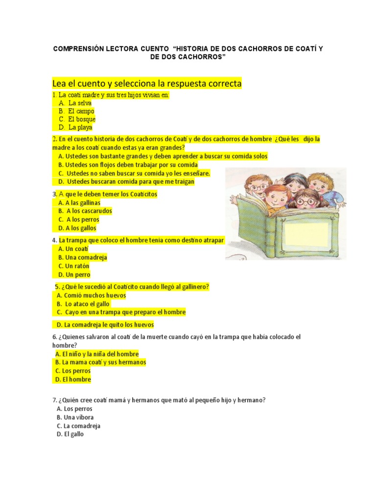 Comprensión Lectora Coatis | PDF, image size:768x1024