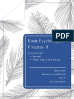 Basic Psychological Process-II: Assignment-II Arousal Performance and Arousal