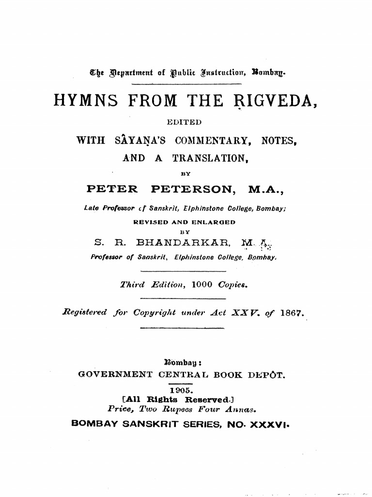 Rigveda Peterson | PDF | Vedas | Hindu Literature