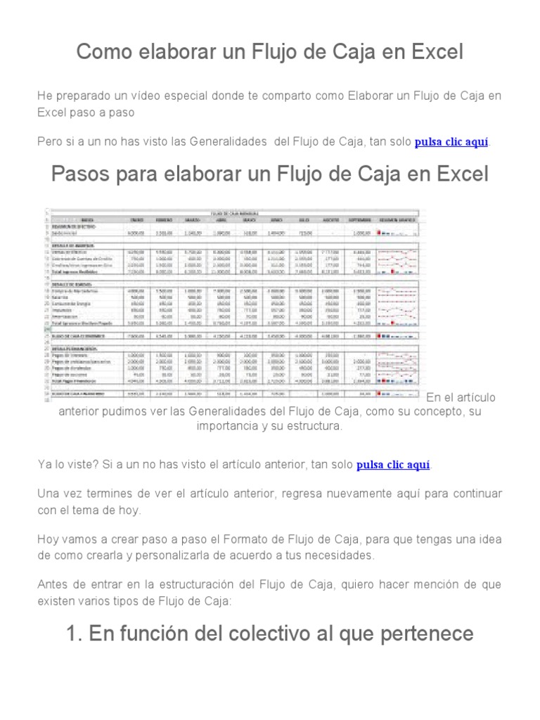 Como Elaborar Un Flujo de Caja en Excel | PDF | Flujo de efectivo ...