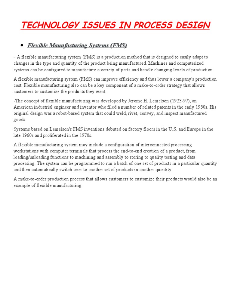 Flexible Manufacturing Systems Overview | PDF | Automation | Numerical ...