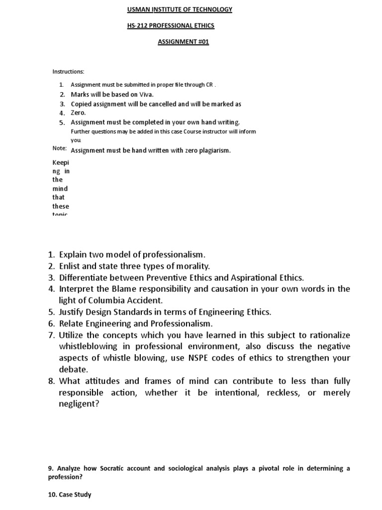 Professional Ethics Assignment Guide | PDF | Whistleblower | Engineering