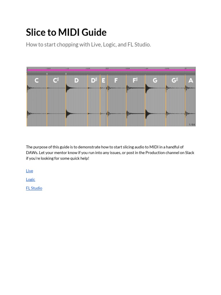 Audio to MIDI Slicing in DAWs Guide | PDF | Sound Recording | Sound ...