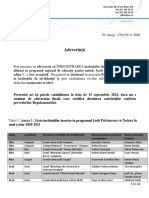 SOR - Adeverinta de Inregistrare - Programul Scoli Prietenoase - Anul Scolar 2020 - 2021