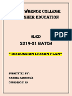 St. Lawrence College of Higher Education: " Discussion Lesson Plan"