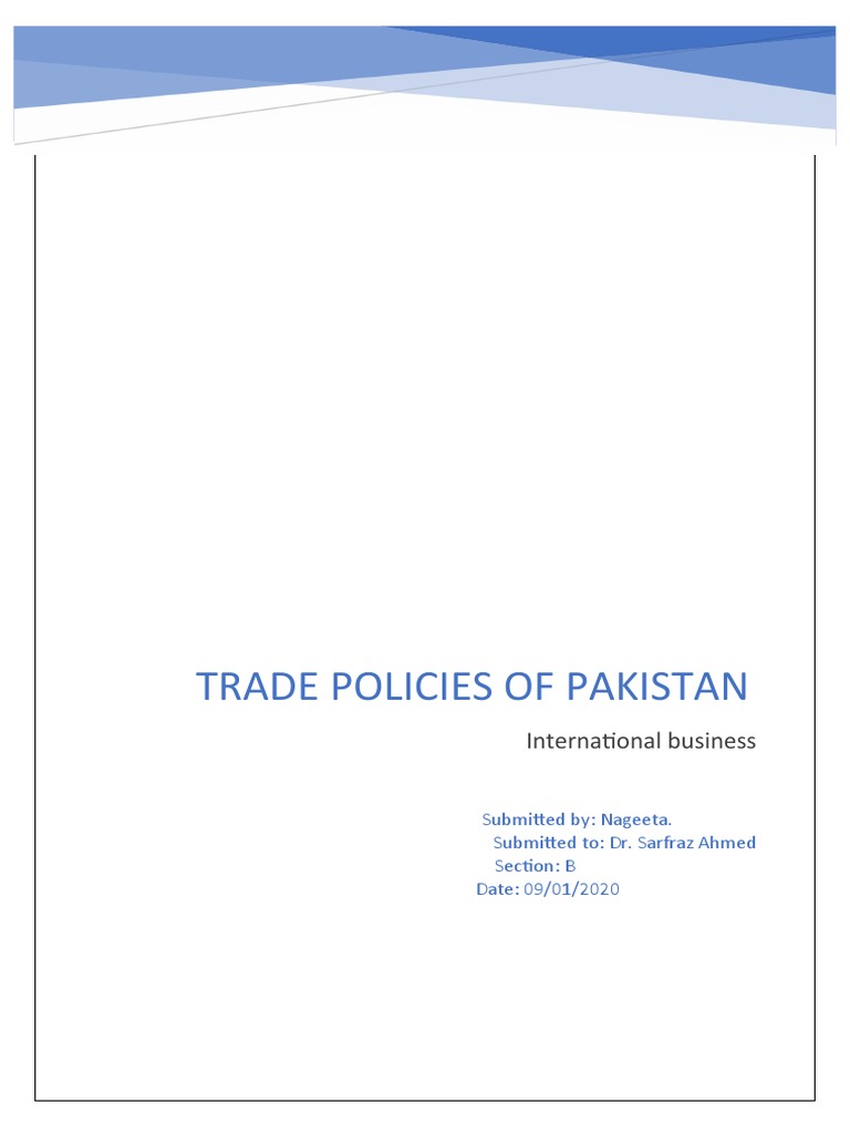 Pakistan Trade Policy 2020-2025 Overview | PDF | Exports | Trade