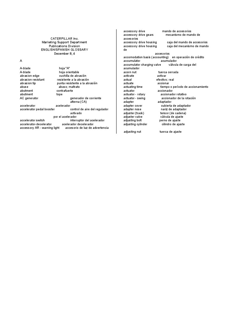 Diccionario SPANISH Acelerador Engranaje