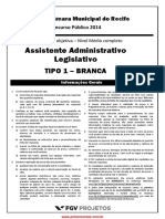 Recife Assistente Administrativo Legislativo Admlg Tipo 1