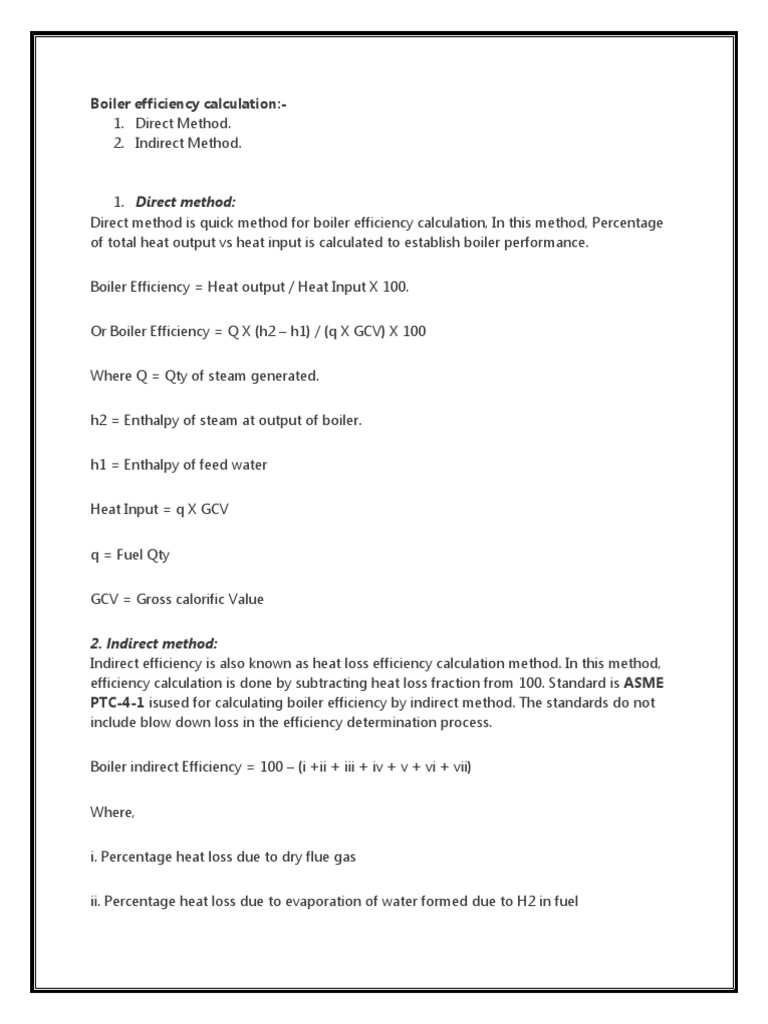 Boiler Efficiency Calculation:-: 2. Indirect Method | PDF | Boiler ...